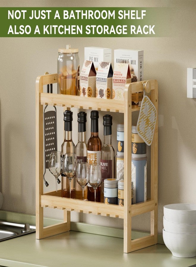 AmazerBath Bamboo Over The Toilet Storage Shelf - 2-Tier Bathroom Organizers and Storage Shelves, 2 in 1 Dual Stable Above Over Toilet Bamboo Shelf Home Storages Rack for Small Bathroom, Space Saver - Image 5