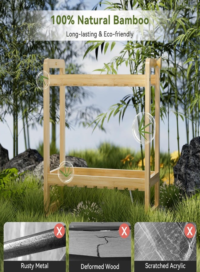 AmazerBath Bamboo Over The Toilet Storage Shelf - 2-Tier Bathroom Organizers and Storage Shelves, 2 in 1 Dual Stable Above Over Toilet Bamboo Shelf Home Storages Rack for Small Bathroom, Space Saver - Image 2