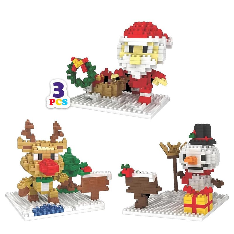 Toysmith Christmas Mini Blocks 3Pack Bundle Build Santa Snowman and Reindeer HolidayThemed STEM Building Set for Kids Perfect Mini Stocking Stuffer for Kids Ages 5 - Image 3