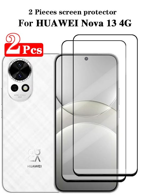 2 Pieces Full Cover Glass Screen Protector For HUAWEI Nova 13 4G Black/Clear and Screen Protector Accessories