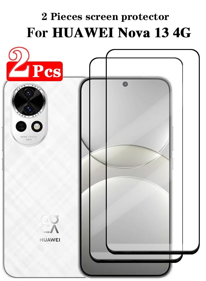 Realfrog 2 Pieces Full Cover Glass Screen Protector For HUAWEI Nova 13 4G Black/Clear and Screen Protector Accessories  - Image 1