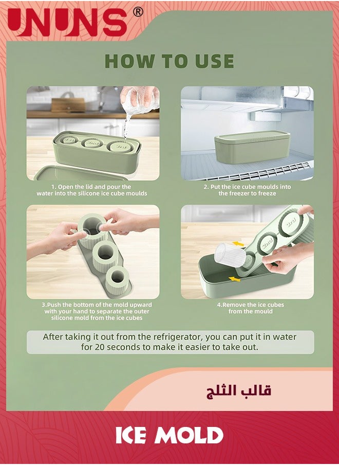 قالب ثلج متوافق مع كوب ستانلي، صينية مكعبات ثلج سيليكون مع غطاء لملحقات ستانلي 20-40 أونصة، صانع ثلج قابل لإعادة الاستخدام لتبريد المشروبات، سهل الفك، هدايا للعائلة