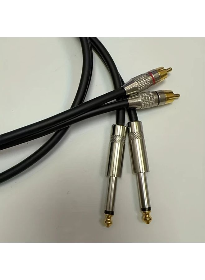 Gold Plated Dual RCA to 6 35mm Audio Cable 3M Double Shielded for Speaker Microphone - Image 1