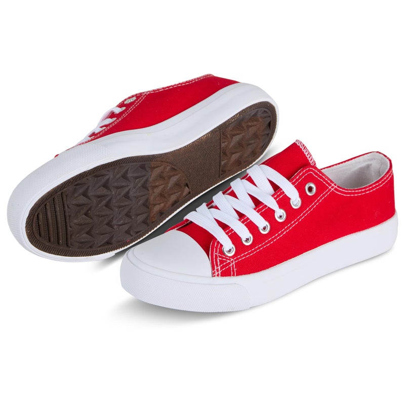 hello basics Canvas Shoes for Women Casual Low Top Red Sneakers Fashion Womens Tennis Shoes, Red, Size 12 - Image 1