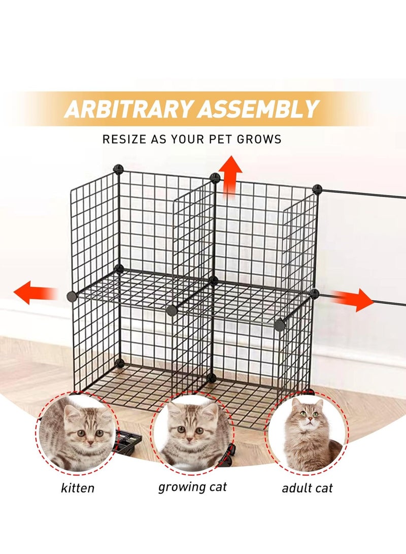 MissTiara قفص قطط كبير داخلي قابل للفك من سلك معدني مجموعة ملعب للقطط الكبيرة مكان مثالي للتمرين ل1-4 قطط (بدون منصة باللون الأسود) - Image 4