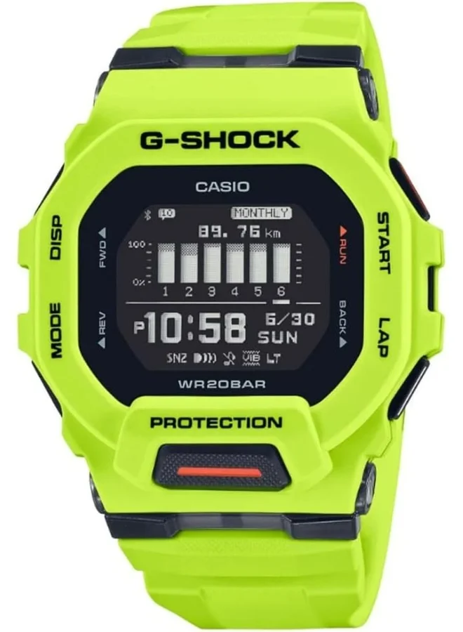 CASIO Digital Black Dial Men's Watch Fluorescent Lime - GBD-200-9DR