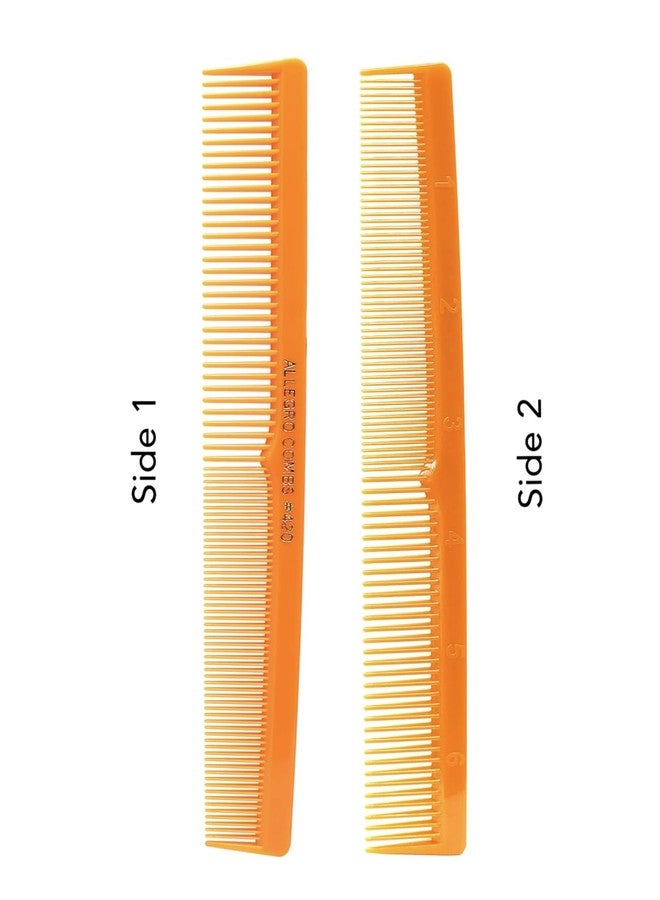 Allegro Combs 420 Hair Stylist and Barbers set hair cutting combs USA 6 Pc. (Neon Orange) - Image 5