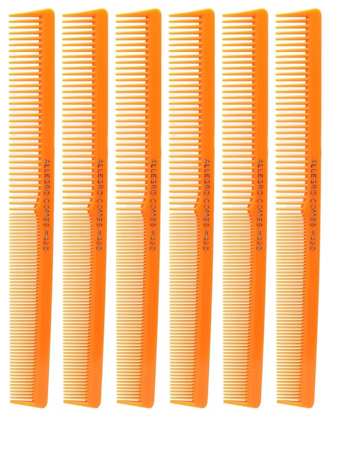 Allegro Combs 420 Hair Stylist and Barbers set hair cutting combs USA 6 Pc. (Neon Orange) - Image 1