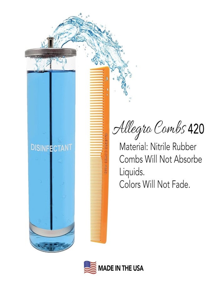 Allegro Combs 420 Hair Stylist and Barbers set hair cutting combs USA 6 Pc. (Neon Orange) - Image 3