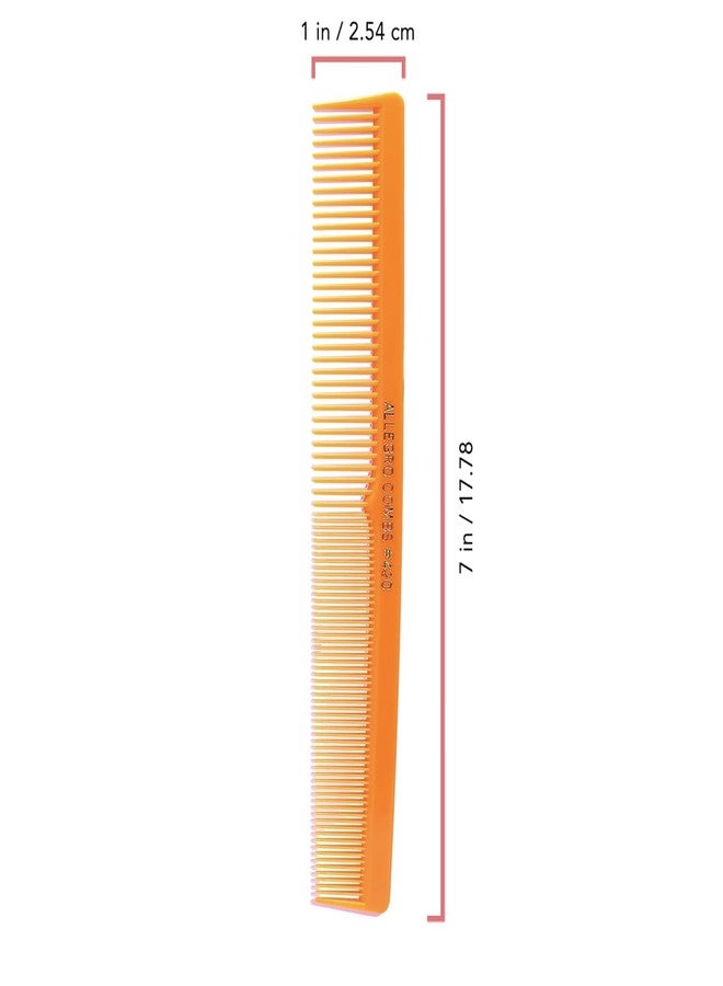 Allegro Combs 420 Hair Stylist and Barbers set hair cutting combs USA 6 Pc. (Neon Orange) - Image 2
