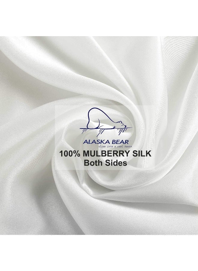 ALASKA BEAR Silk Pillowcase for Hair and Skin, Grade 6A 100% Mulberry Silk Pillow Cases Standard Size for Bliss Sleep with Random Color Scrunchy Gift Set Better Than Poly Satin, 1pc, Ivory White - Image 4