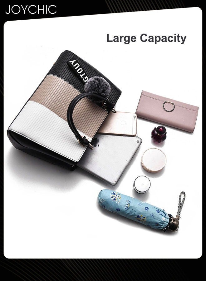 Joychic Classic Women Contrast Color Handbag Lady Large Capacity Multi Pocket Commuting Shoulder Bag PU Fabric Waterproof Crossbody Bag for Office Travel Shopping - Image 3