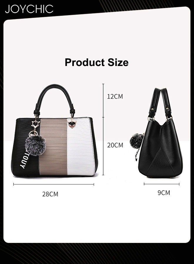 Joychic Classic Women Contrast Color Handbag Lady Large Capacity Multi Pocket Commuting Shoulder Bag PU Fabric Waterproof Crossbody Bag for Office Travel Shopping - Image 5