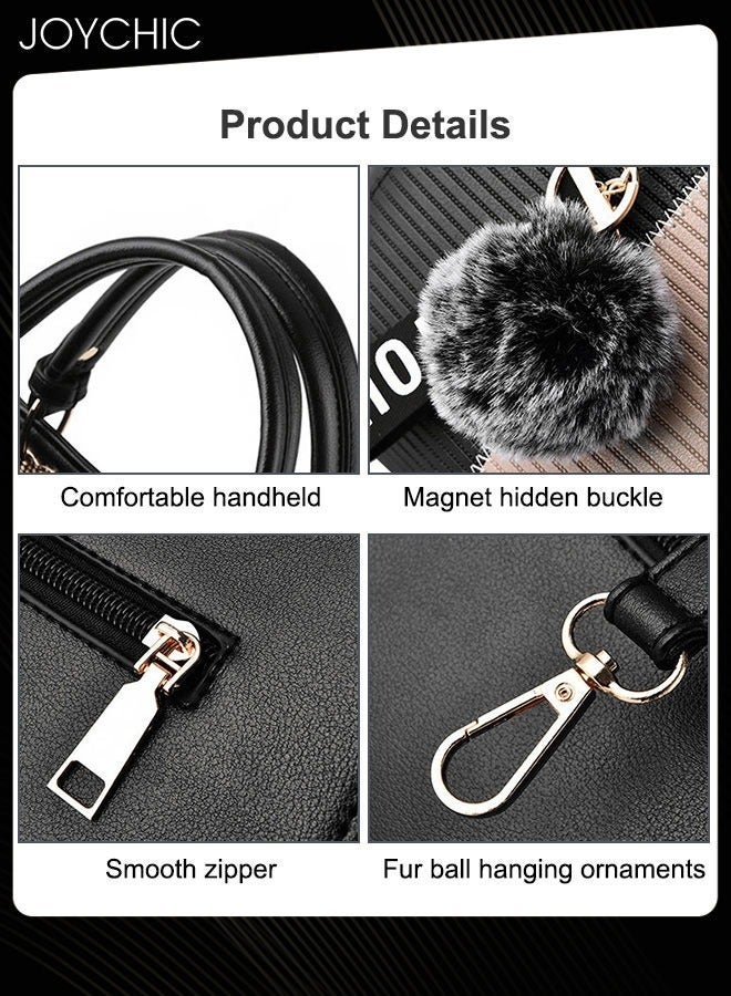 Joychic Classic Women Contrast Color Handbag Lady Large Capacity Multi Pocket Commuting Shoulder Bag PU Fabric Waterproof Crossbody Bag for Office Travel Shopping - Image 4