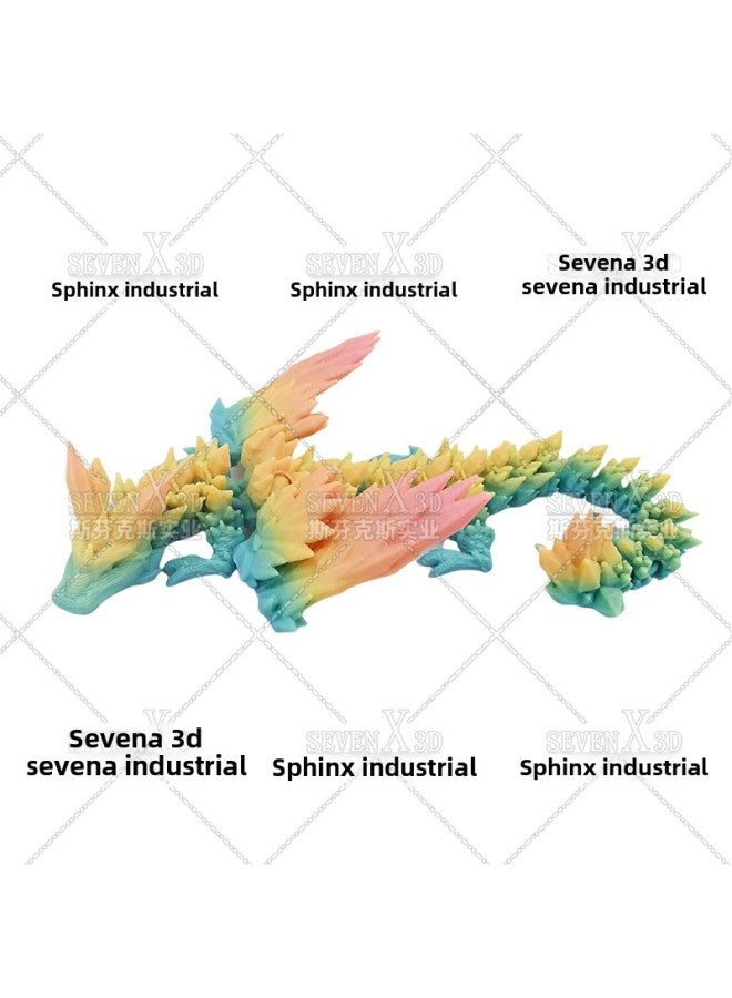 3D Printing Crystal Dragon Pterosaur With Wings Joint Movable Toy Three-dimensional Ornaments Hand Gift Customization-Color:Crystal Flying Dragon Wing Dragon 1-Size:18cm (high Quality)  - Image 1
