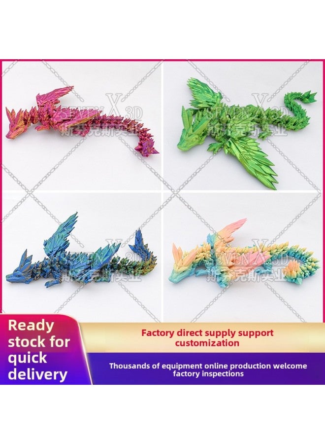 3D Printing Crystal Dragon Pterosaur With Wings Joint Movable Toy Three-dimensional Ornaments Hand Gift Customization-Color:Crystal Flying Dragon Wing Dragon 1-Size:18cm (high Quality)  - Image 2