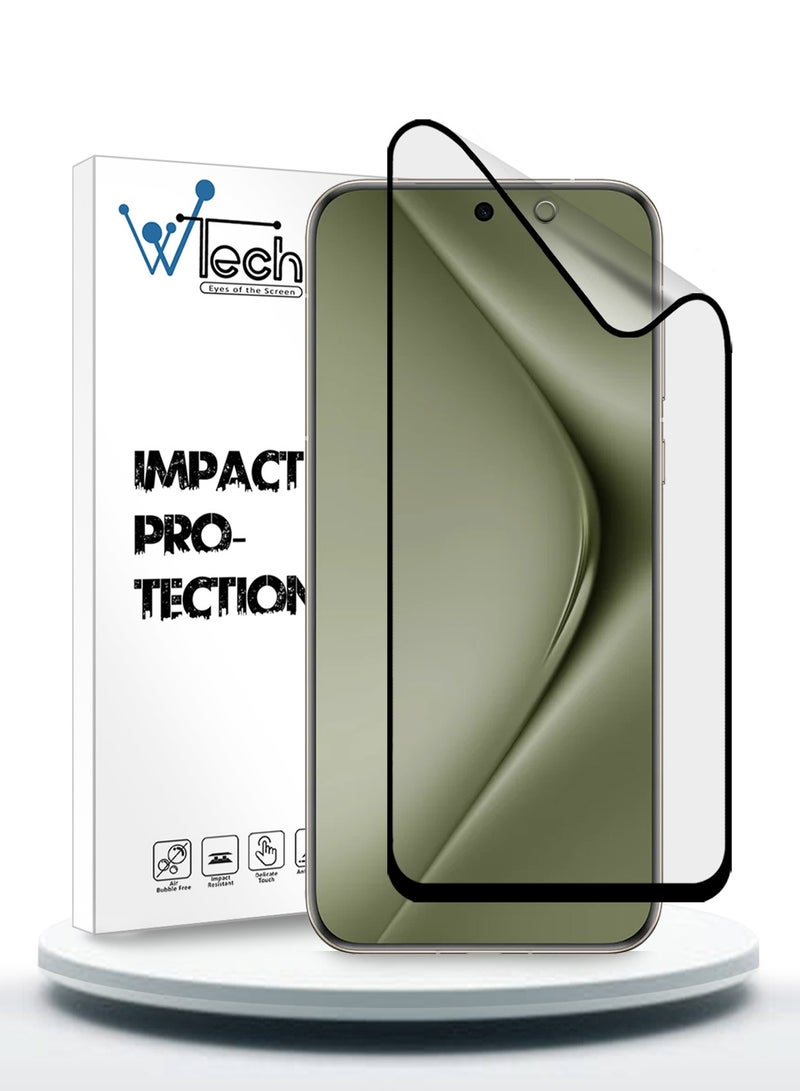 دبليو تيك نانو سيراميك لاصقة حماية كاملة للشاشة مرنة غير لامعة لهاتف هواوي بورا 70 الترا 5G 2024 شفاف/أسود - Image 1