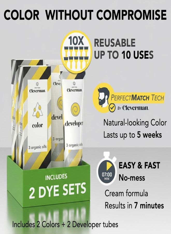 CLEVERMAN 2X Reusable Hair & Beard Dye for Men – Dark Blond | Up to 10 Uses, 7 Minutes | Natural Gray Coverage, No-Drip Cream with SkinArmour® – Cleverman - Image 3