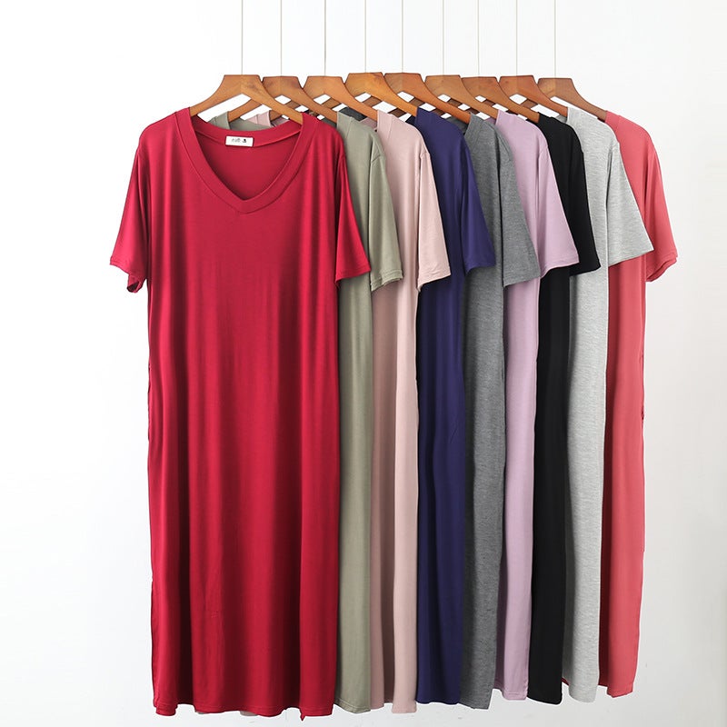 Women's V-Neck Short Sleeve Loose Maxi Dress - Image 3