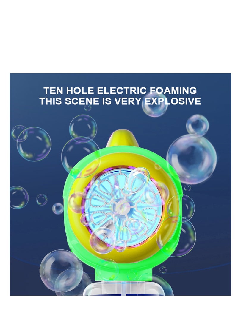 Mike Music Space-Themed Electric Bubble Gun for Kids , LED Lights, 15x10x5cm" Green  - Image 4