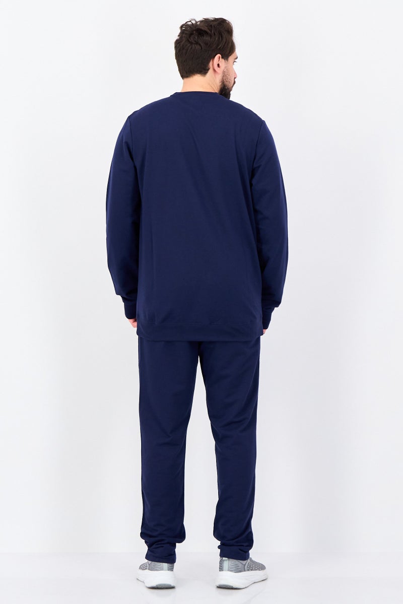 asics Men Sportswear Fit Brand Logo Long Sleeve Outdoor Tracksuit, Navy - Image 3