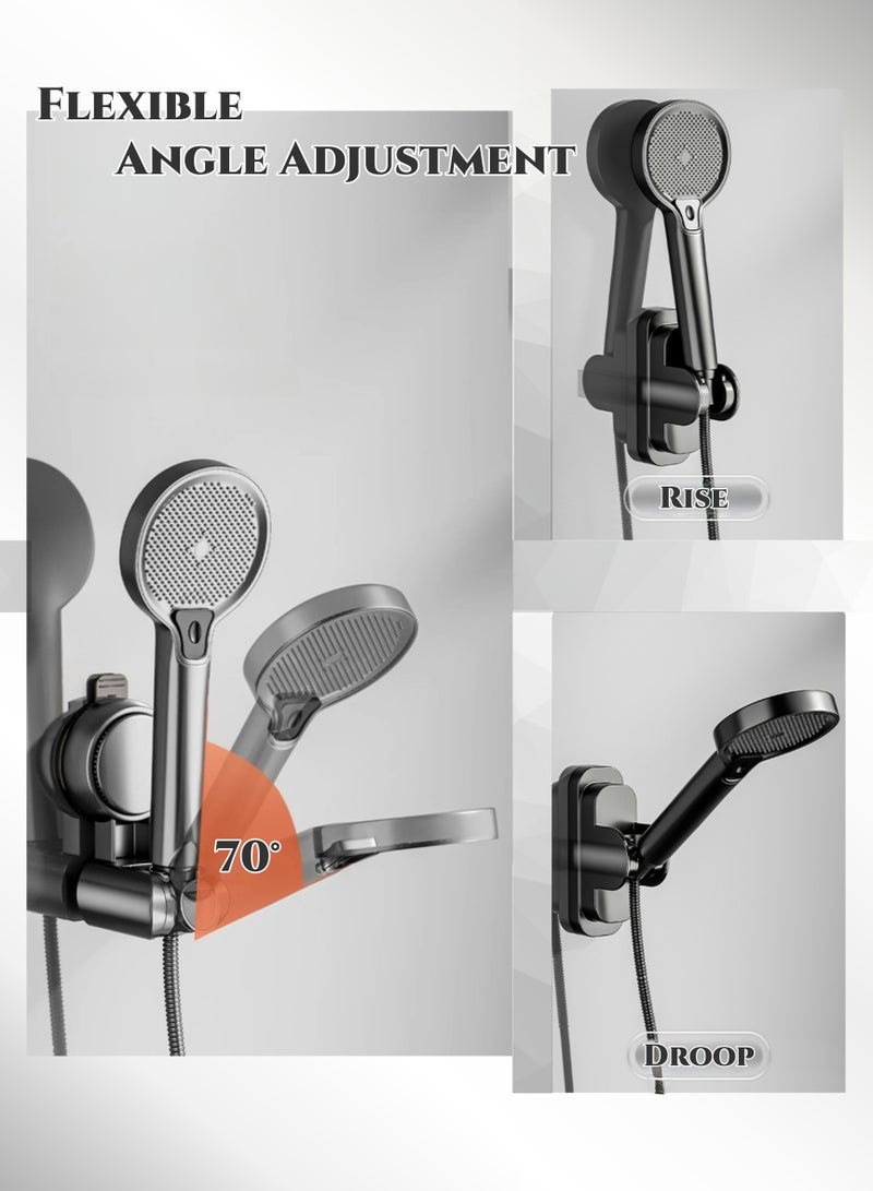 لا يوجد حامل رأس دش حفر ، التصاق قوي ، حامل كوب شفط قابل للتعديل بزاوية 360 درجة مع ختم فراغ قوي ، مقاوم للماء لأسطح الجدران المتعددة ، أو البلاط ، الزجاج ، الحمام ، المطبخ وحوض الاستحمام - Image 2