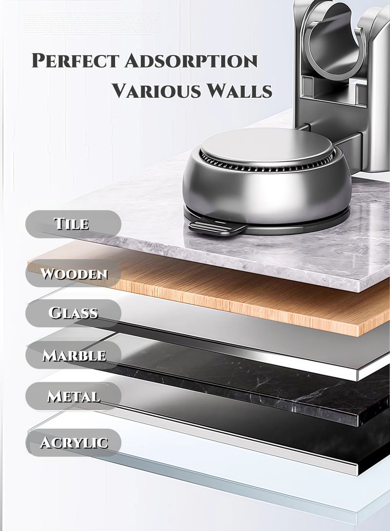 لا يوجد حامل رأس دش حفر ، التصاق قوي ، حامل كوب شفط قابل للتعديل بزاوية 360 درجة مع ختم فراغ قوي ، مقاوم للماء لأسطح الجدران المتعددة ، أو البلاط ، الزجاج ، الحمام ، المطبخ وحوض الاستحمام - Image 3
