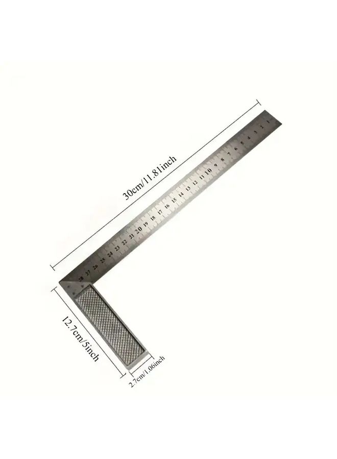 Heavy Duty 12 Inch Silvery Stainless Steel Corner Ruler Square Level Tool For Woodworking - Image 2