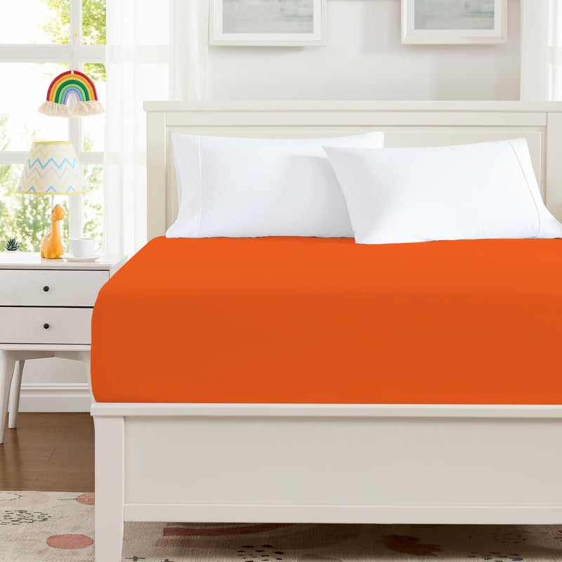 Hotella 100% Microfiber King Size Fitted Sheet Only, 78"x80" Hotel Quality Deep Pocket Bottom Sheet, Fit for 6" 8" 14" Matress, Machine Washable and Non-Fade, Snug Fit Stay in Place, Autumn Orange - Image 4