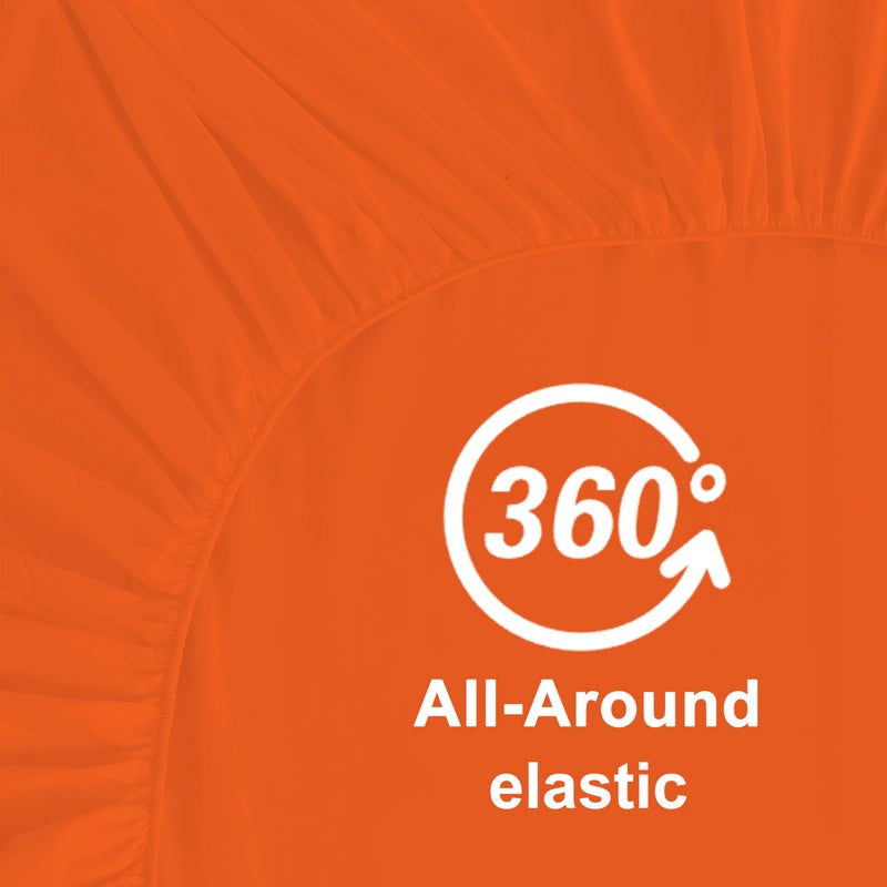 Hotella 100% Microfiber King Size Fitted Sheet Only, 78"x80" Hotel Quality Deep Pocket Bottom Sheet, Fit for 6" 8" 14" Matress, Machine Washable and Non-Fade, Snug Fit Stay in Place, Autumn Orange - Image 5