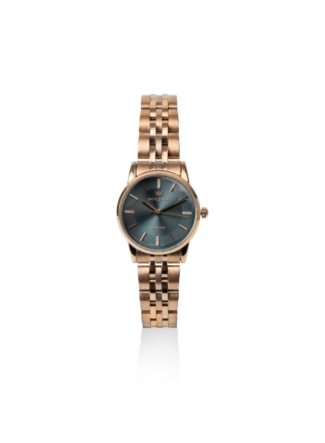 IMPERIAL Men's Rose Gold Stainless Steel Watch, Black Dial, Y121 Movement, Butterfly Clasp, 3ATM Watch for Men | IMP.GD6639L4650 - Image 1