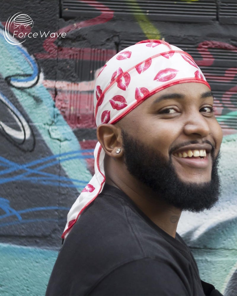 ForceWave 4PCS Silky Durags for Men 360 Waves, Designer Do Rag, 1 Wave Cap (Kiss Blue Black Red) - Image 5