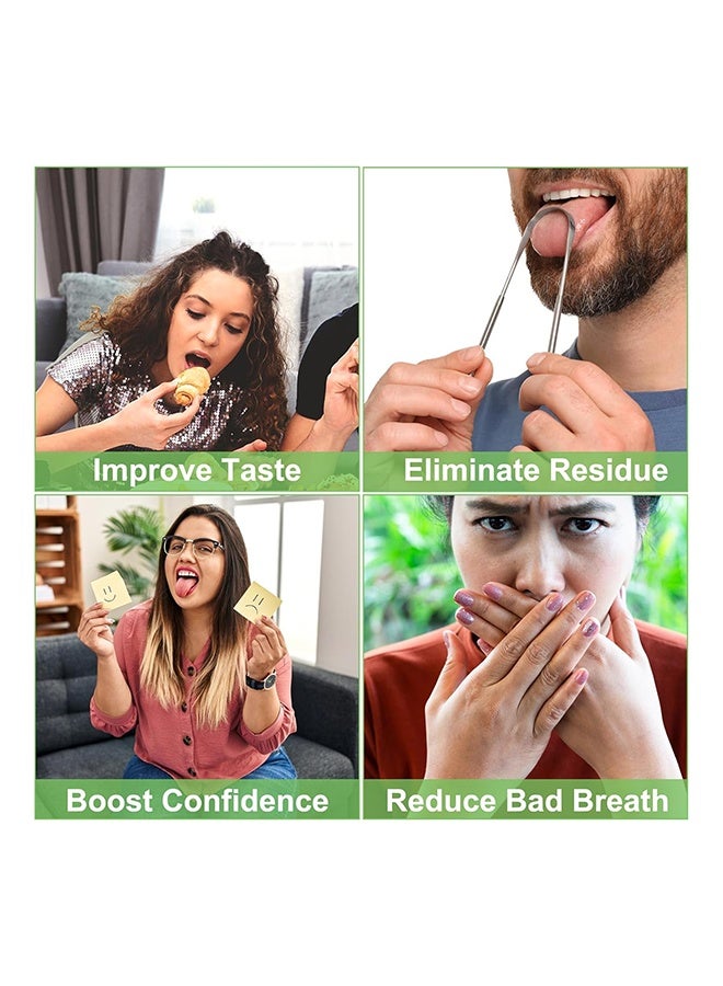 Generic 3 Pieces Stainless Steel Oral Tongue Cleaner Silver  - Image 5