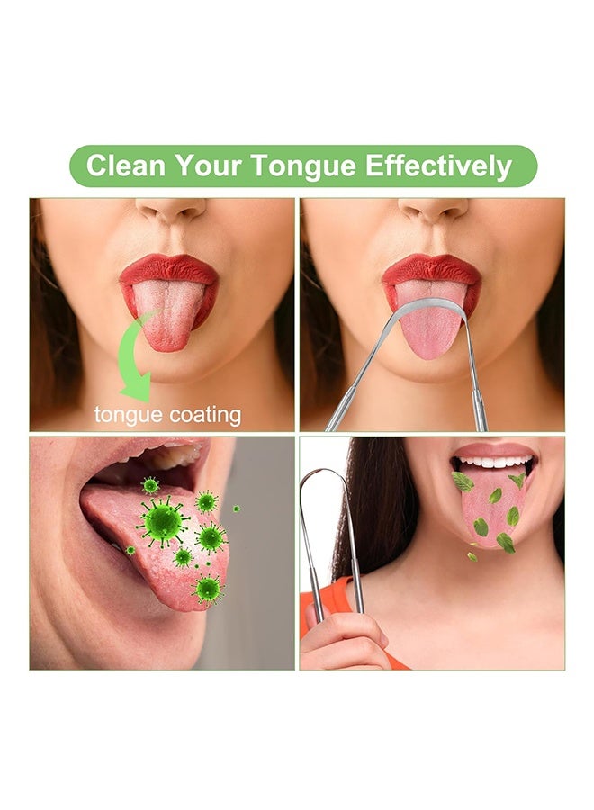 Generic 3 Pieces Stainless Steel Oral Tongue Cleaner Silver  - Image 2