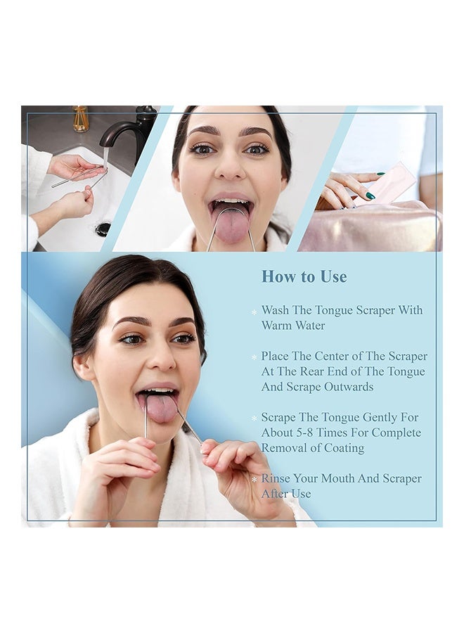 Generic 3 Pieces Stainless Steel Oral Tongue Cleaner Silver  - Image 3