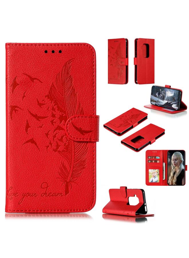 S-TOP Feather Pattern Litchi Texture Horizontal Flip Leather Case with Wallet & Holder & Card Slots For Motorola One Pro - Image 1