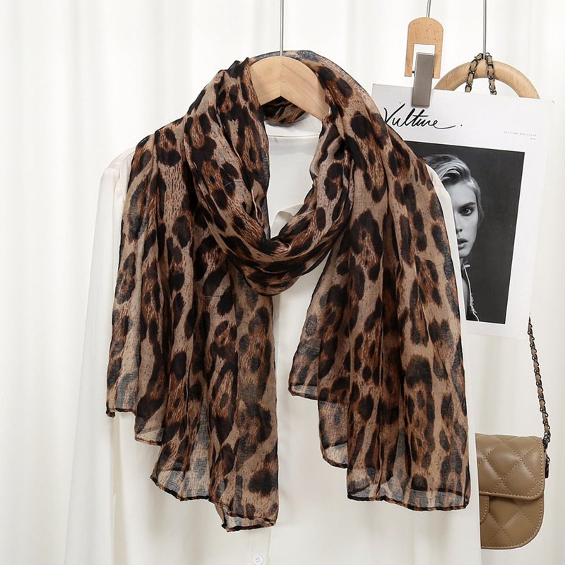 CYian Scarf for Women Leopard Printed Scarves Long Fashion Scarf Lightweight Shawls Wrap Fall Winter Headscarf for Women,Leopard - Image 4