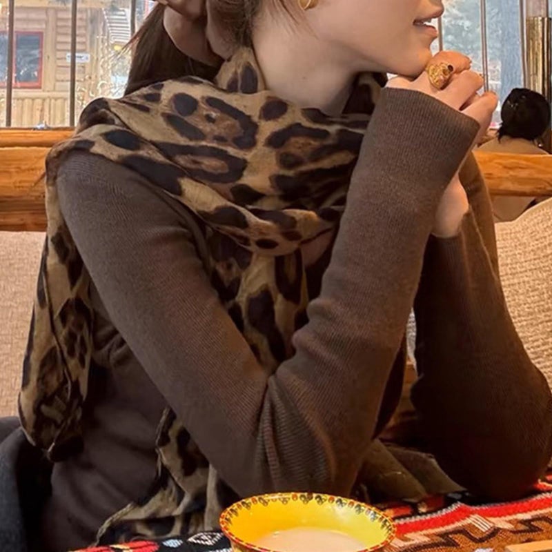 CYian Scarf for Women Leopard Printed Scarves Long Fashion Scarf Lightweight Shawls Wrap Fall Winter Headscarf for Women,Leopard - Image 3