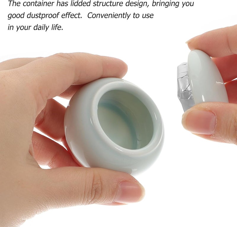 2pcs Multifunctional Ceramic Lip Balm Jars 20ml with Lids, Large Cosmetics Storage Containers for Manicure and Makeup, Wide Mouth Sealed Refillable Jars for Travel and Daily Use - Image 4
