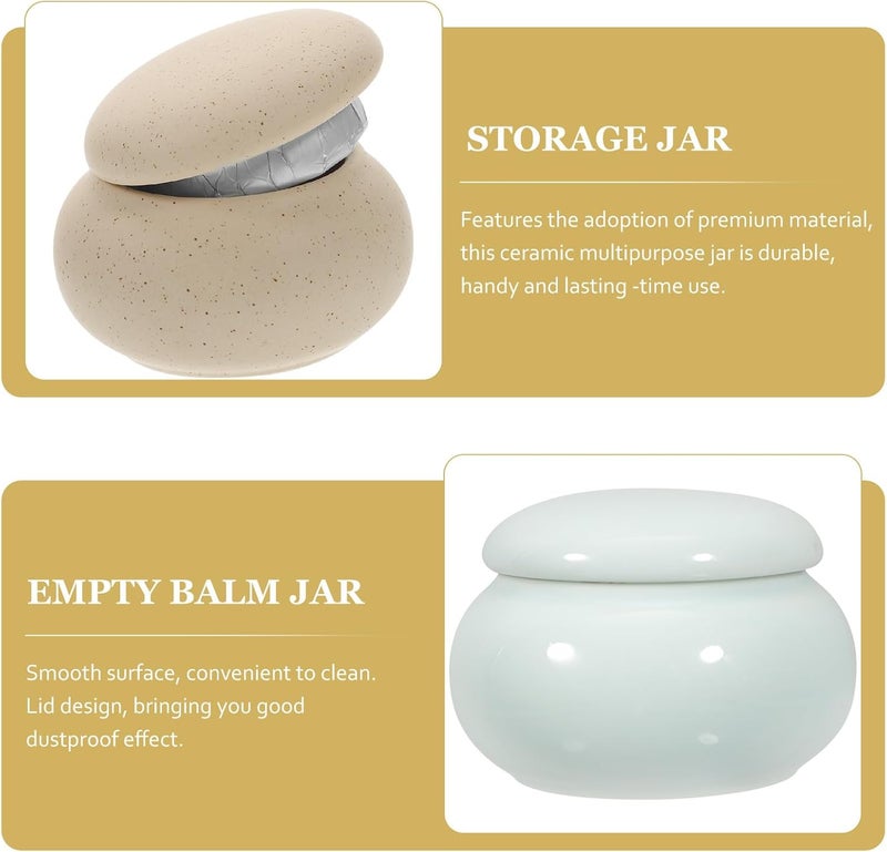 2pcs Multifunctional Ceramic Lip Balm Jars 20ml with Lids, Large Cosmetics Storage Containers for Manicure and Makeup, Wide Mouth Sealed Refillable Jars for Travel and Daily Use - Image 3
