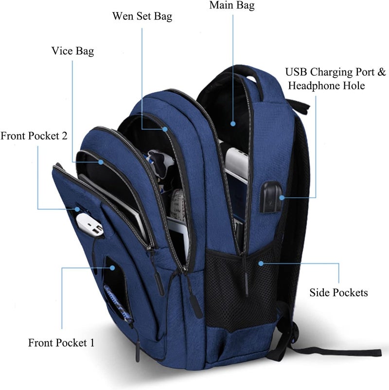 Vaupan Business Travel Laptop Backpack, Water Resistant College School Computer Bag Gifts with USB Charging Port for Men & Women Fits 15.6 Inch Notebook - Image 3