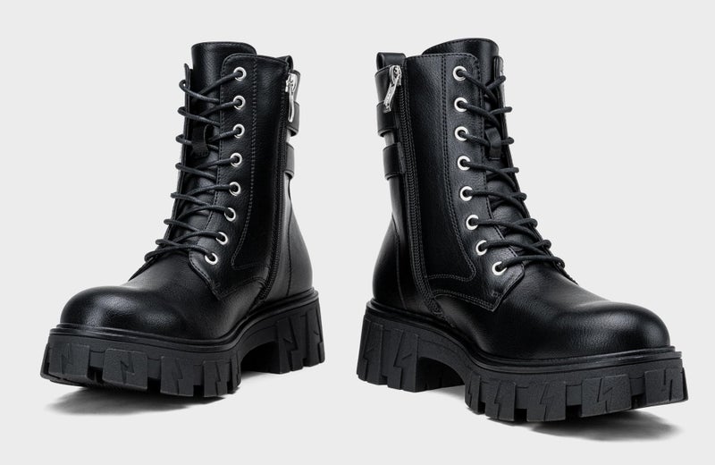 Vepose Women's 9612 Combat Boots, Platform Ankle Booties Lace up Lug Sole, Black, Size 8M US(CJY9612 Black 08) - Image 5
