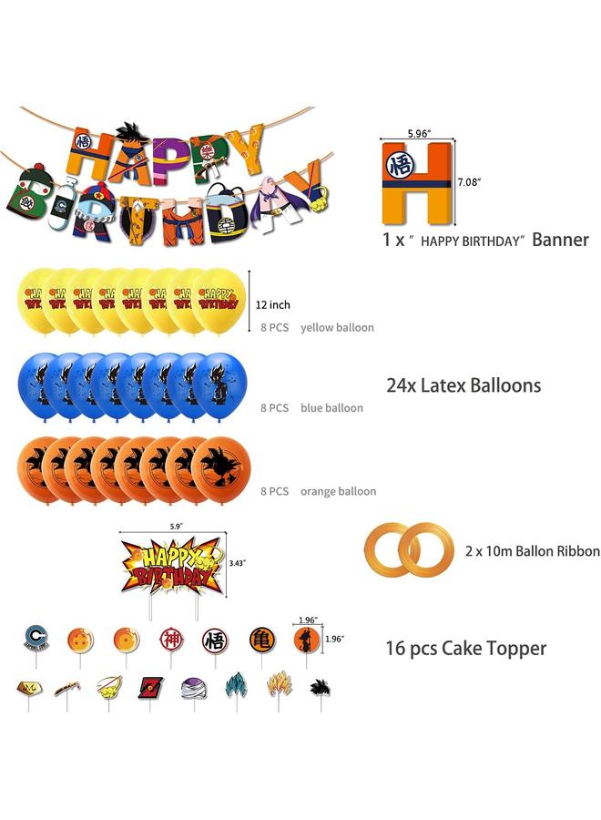 Bluejw Birthday Party Supplies Set,Includes Happy Banner - Cake&Cupcake Toppers - 24 Latex Balloons for Kids Theme Birthday Party Decoration - Image 2