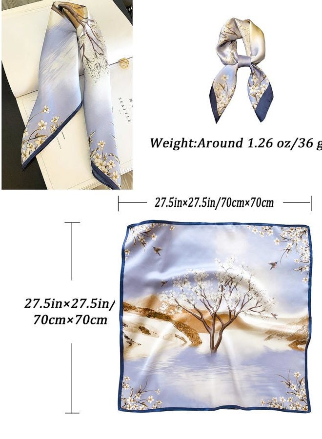 Saiusloa Neck Scarf For Womens Silky Head Scarves Hair Bandanas Square Scarf Fashion Accessories lightweight 27.5 * 27.5inch, 24-purple Wintersweet, 27.5*27.5inch - Image 3