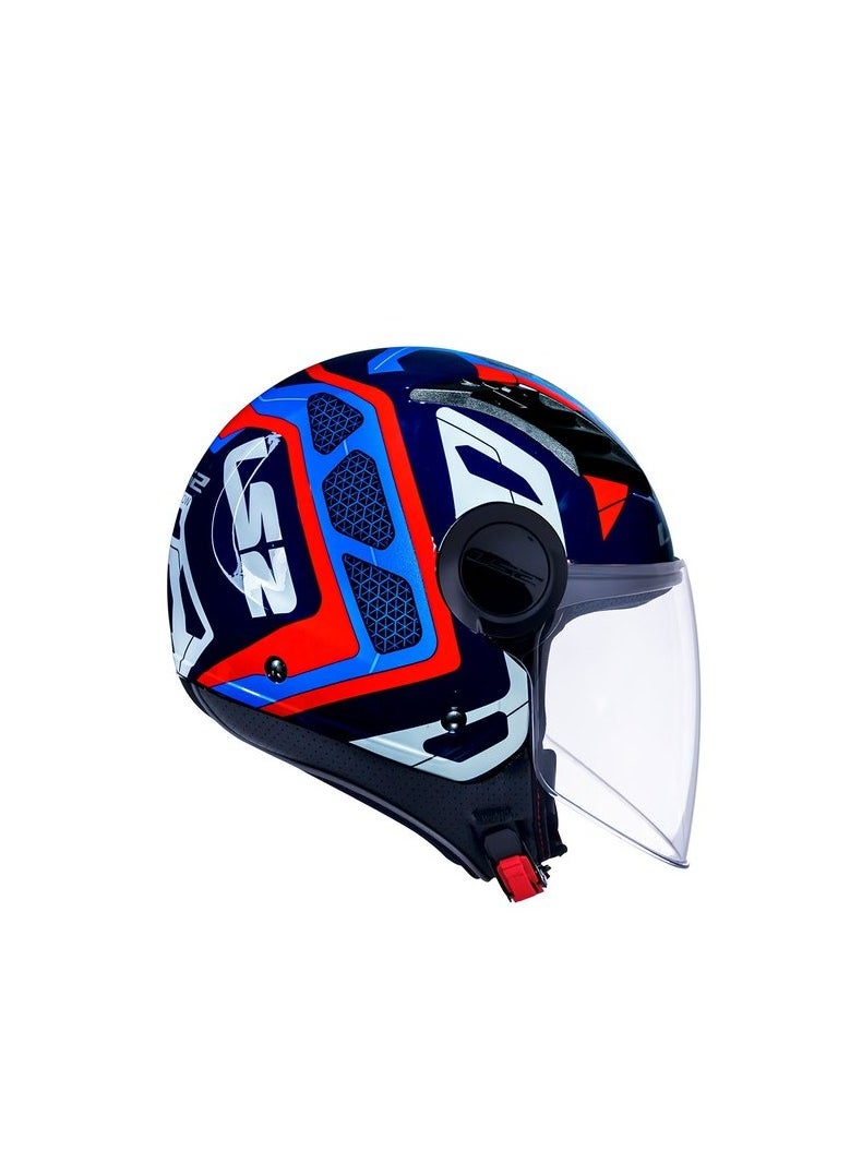 LS2 HELMETS - LS2 HELMET OF562 Airflow HALF Face Racing Helmet - Color: Android Matt Blue Red - Image 1