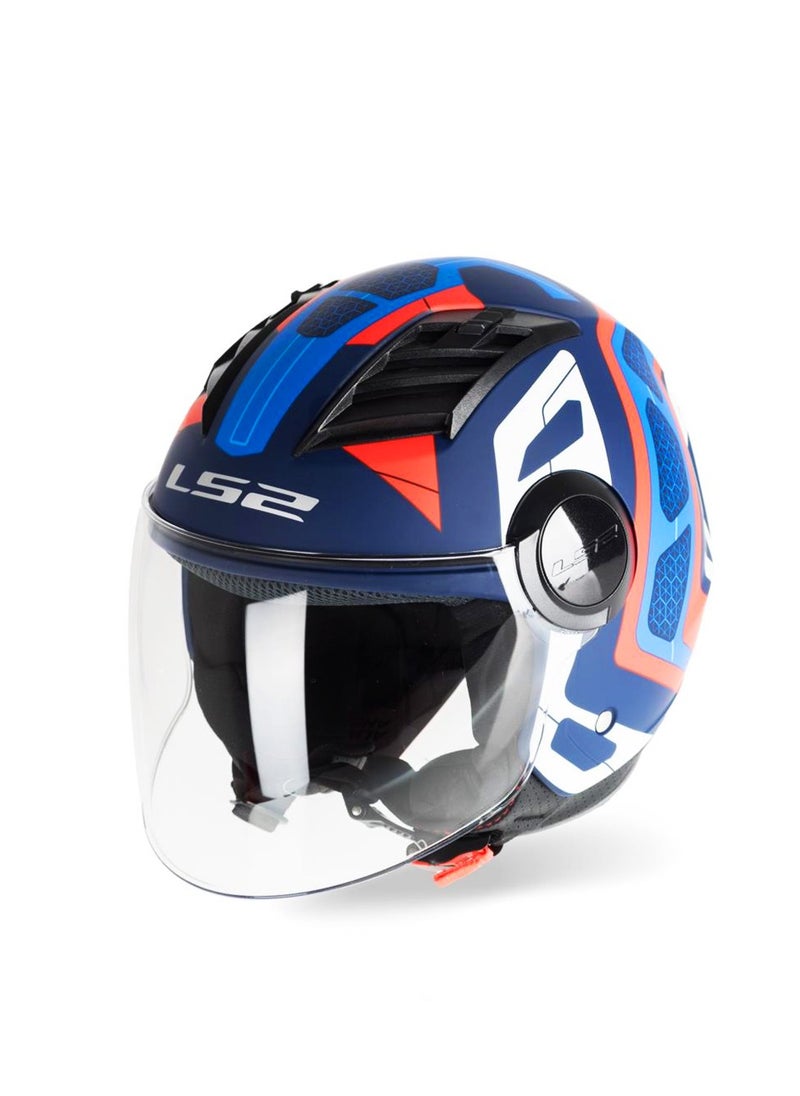 LS2 HELMETS - LS2 HELMET OF562 Airflow HALF Face Racing Helmet - Color: Android Matt Blue Red - Image 1
