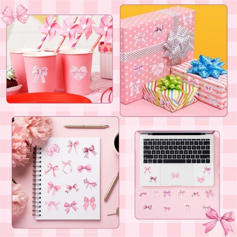 500 stickers/roll pink bow sealing stickers cute gift box blessing stickers packaging decorative material stickers - Image 5