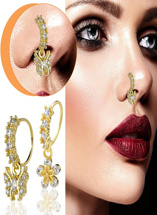Yolev 10 Pcs Dangle Nose Ring Hoop 20g L Shaped Dangling Nose Stud Cz Flower Star Moon Butterfly Crown Nose Rings with Charm Cute Nose Piercing Jewelry Cartilage Earring For Women, no gemstone - Image 5