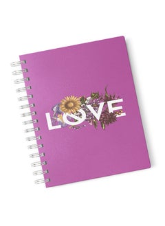 Purple Love Pattern A5 Spiral Notebook Love Floral Design