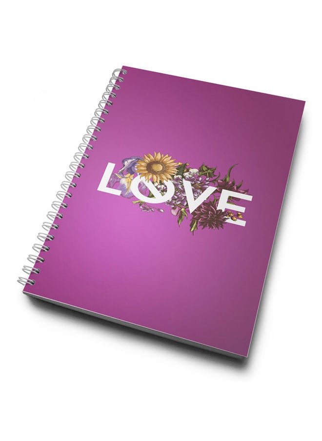 LOUD UNIVERSE - Purple Love Pattern A5 Spiral Notebook Love Floral Design - Image 1